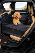 Dog (toy poodle) enjoys travel safely with your dog. Hard bottom single car seat extender offers stability, comfort and waterproof seat protection.